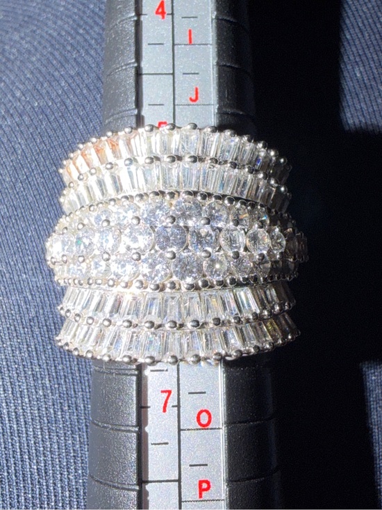 JTV Jewelry - JTV Sterling Silver Multi-Row Diamond Stimulant/CZ Wide Band Ring Size 6